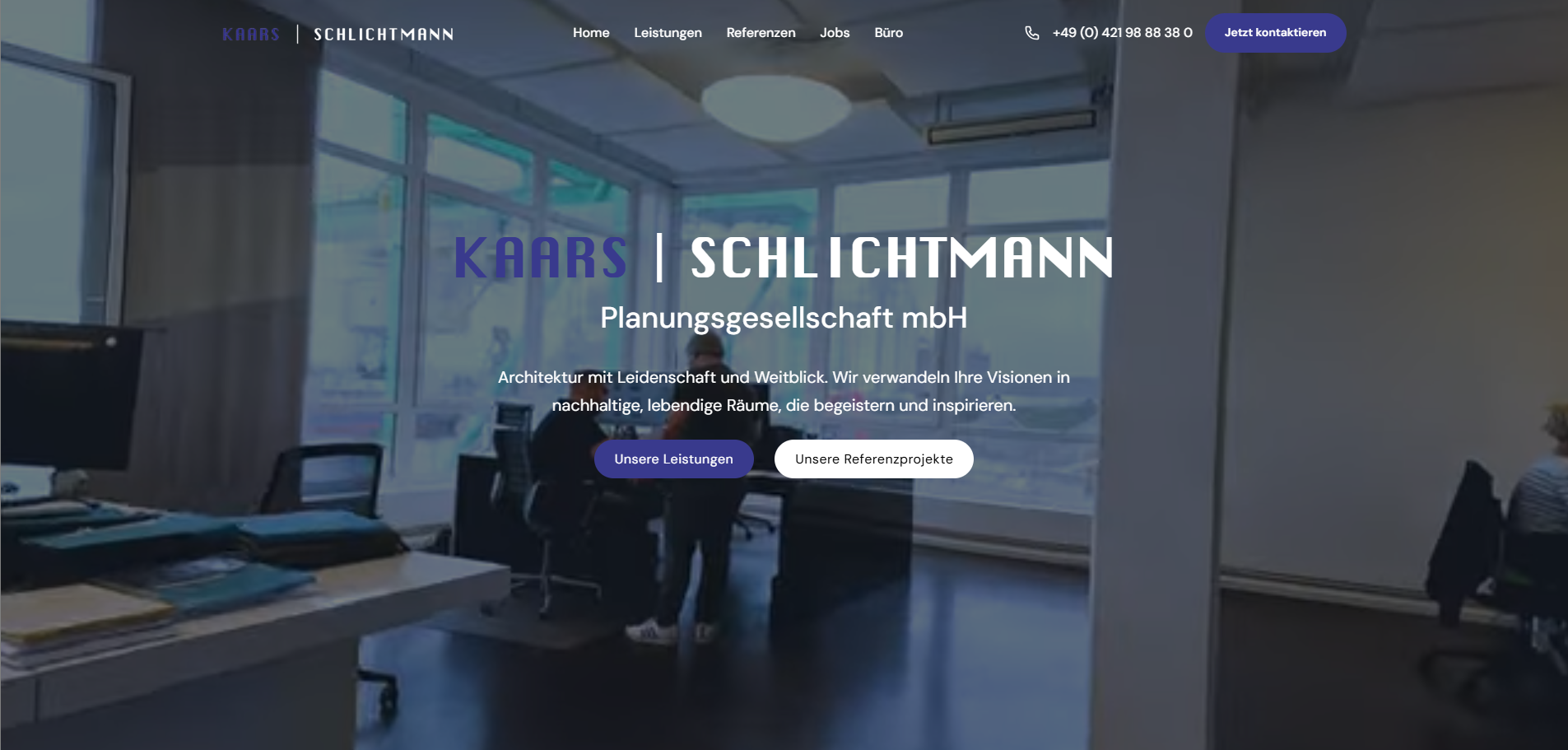 Screenshot der Kaars Schlichtmann Planungsgesellschaft Website-Startseite